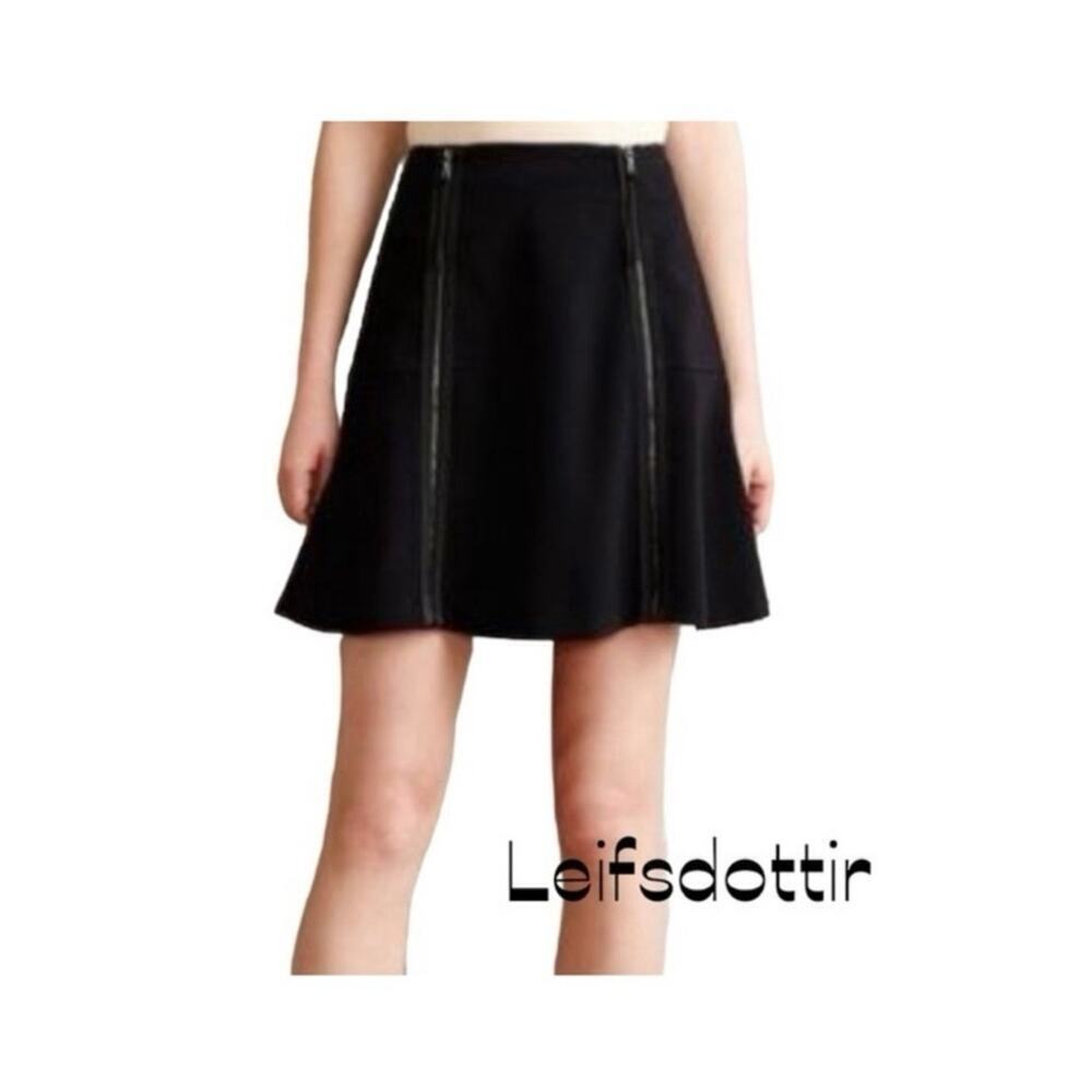 Lefisdottir Anthropologie Zipper Skirt Black size 0